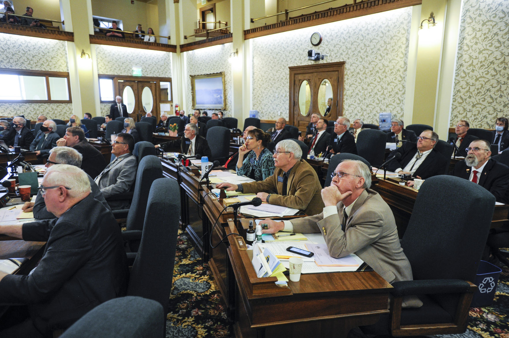 Senators vote on a bill